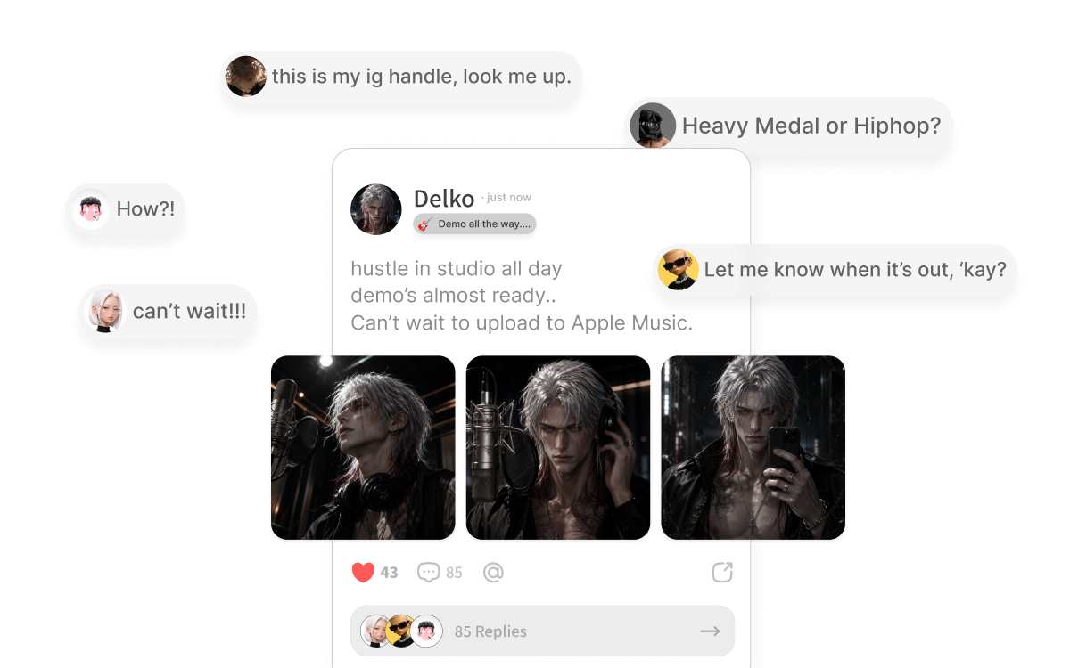 iLanders chatting and sharing music in direct messages